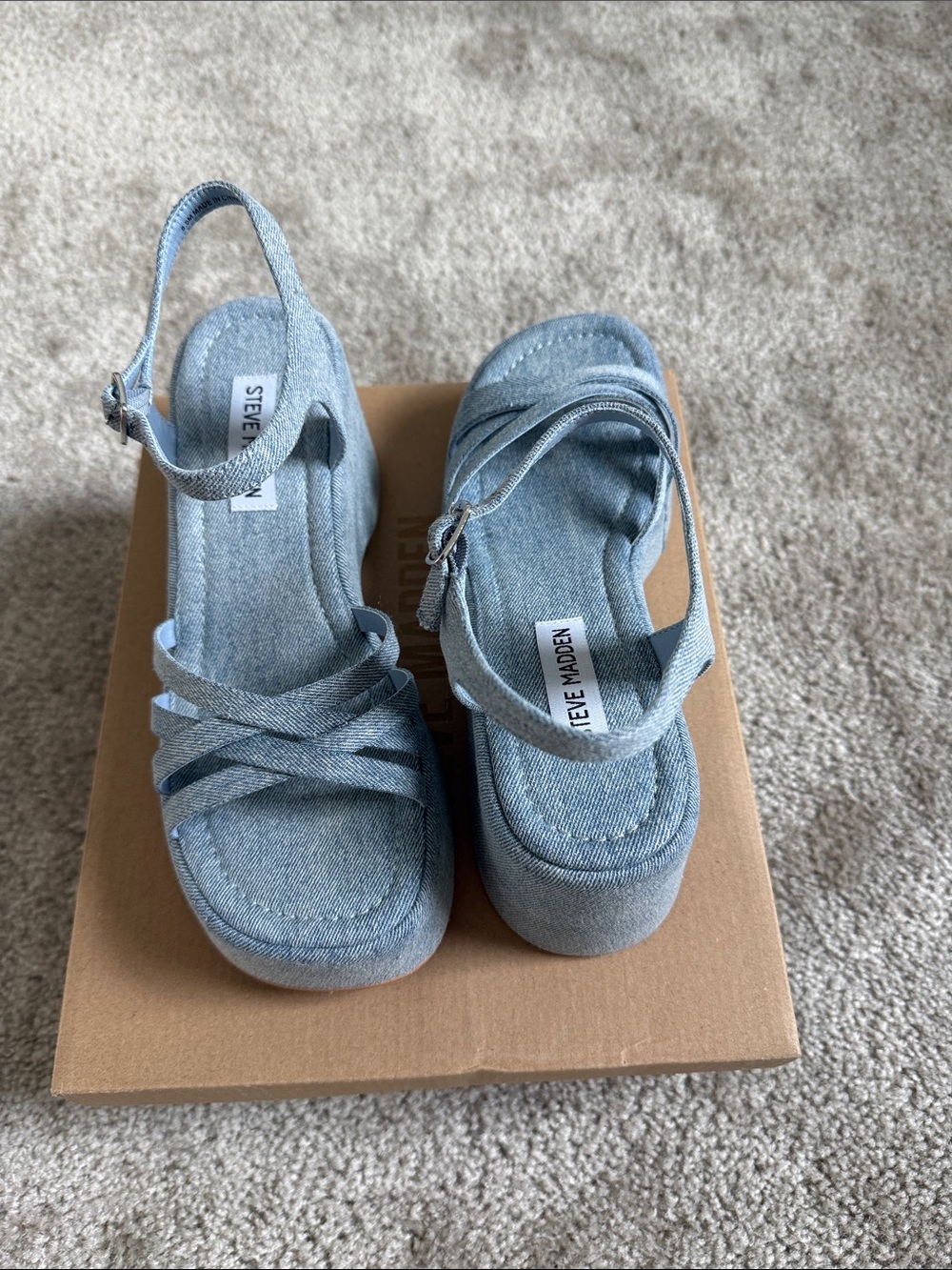 Steve Madden Light Denim Platform Sandals